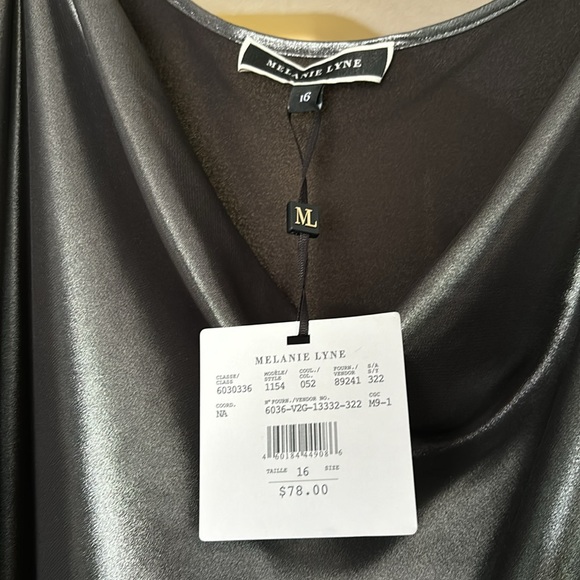 Melanie Lyne 🩶Metallic Pewter coloured cowl neck Cami size 16 🪩NWT - Picture 6 of 9